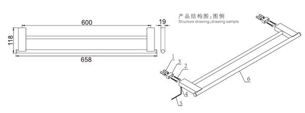 HF-92403-24双毛巾杆结构图