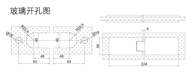汇泰龙HF-2331-180° 玻璃门合页开孔图