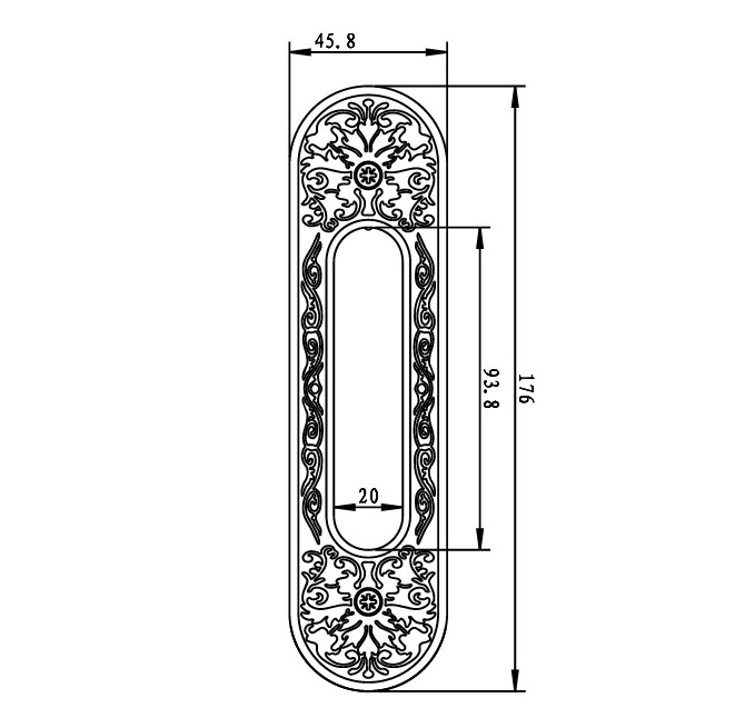 Hi-7008 提香系列 移门拉手尺寸图